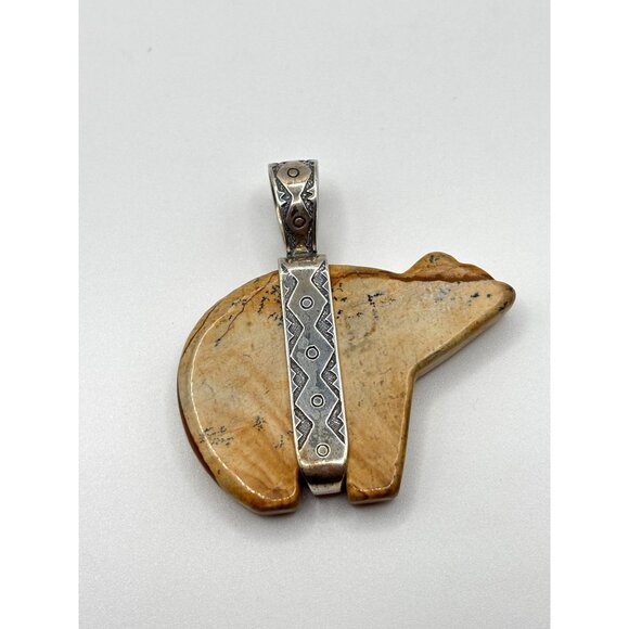Carolyn Pollack Relios Sterling Silver & Jasper Bear Pendant - Picture 2 of 7